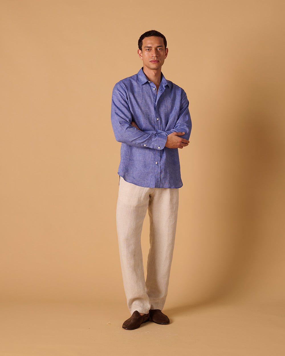 Midweight Linen Signature Shirt Chambray Blue