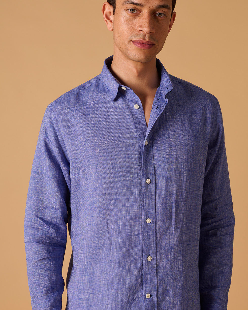 Midweight Linen Signature Shirt Chambray Blue