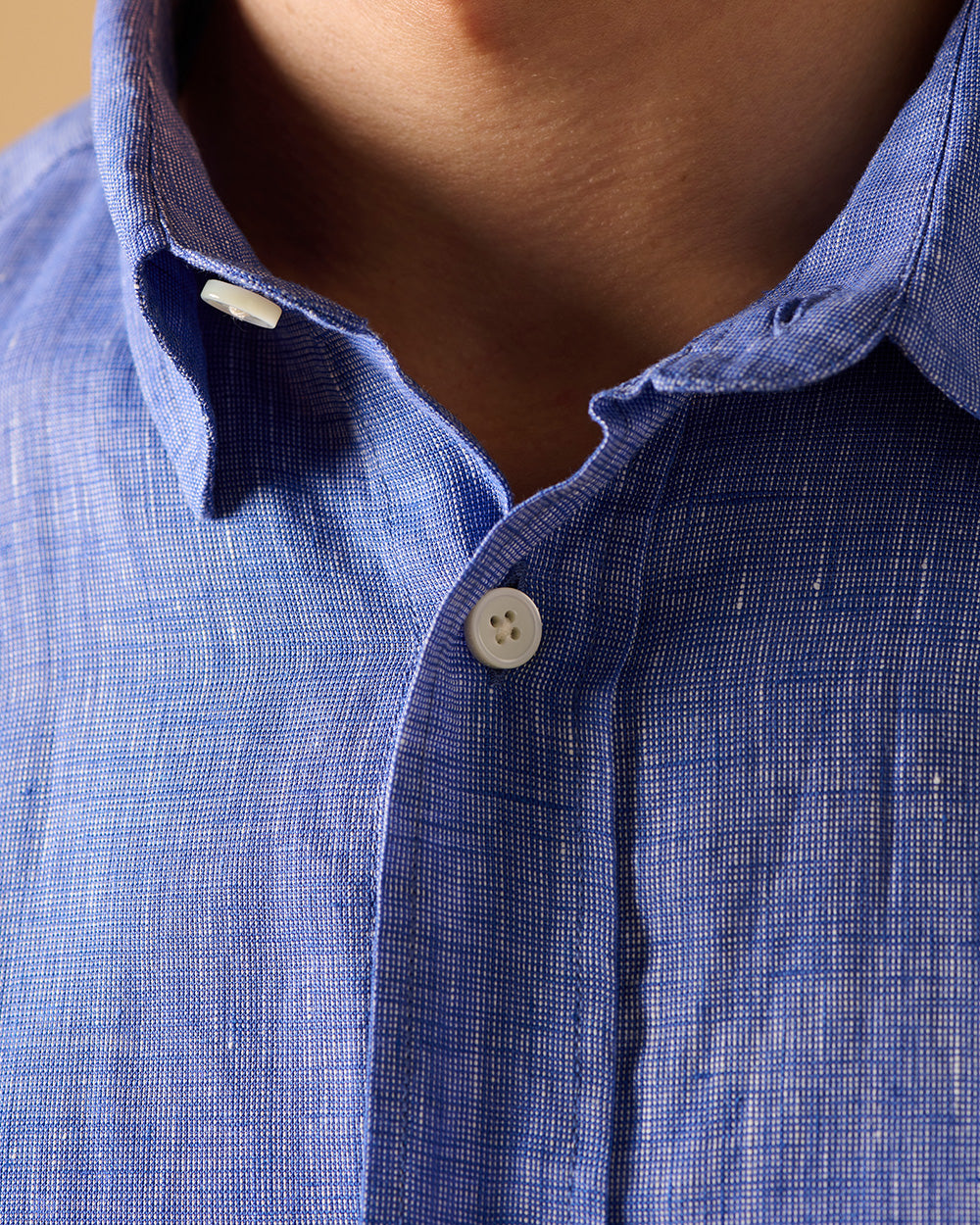 Midweight Linen Signature Shirt Chambray Blue