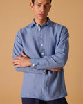 Midweight Linen Long Sleeve Smock Cornflower
