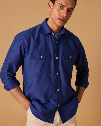 Organic Cotton Western Shirt Royal Oxford