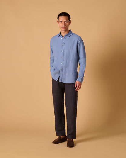 Midweight Linen Signature Shirt Cornflower