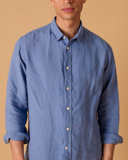 Midweight Linen Signature Shirt Cornflower