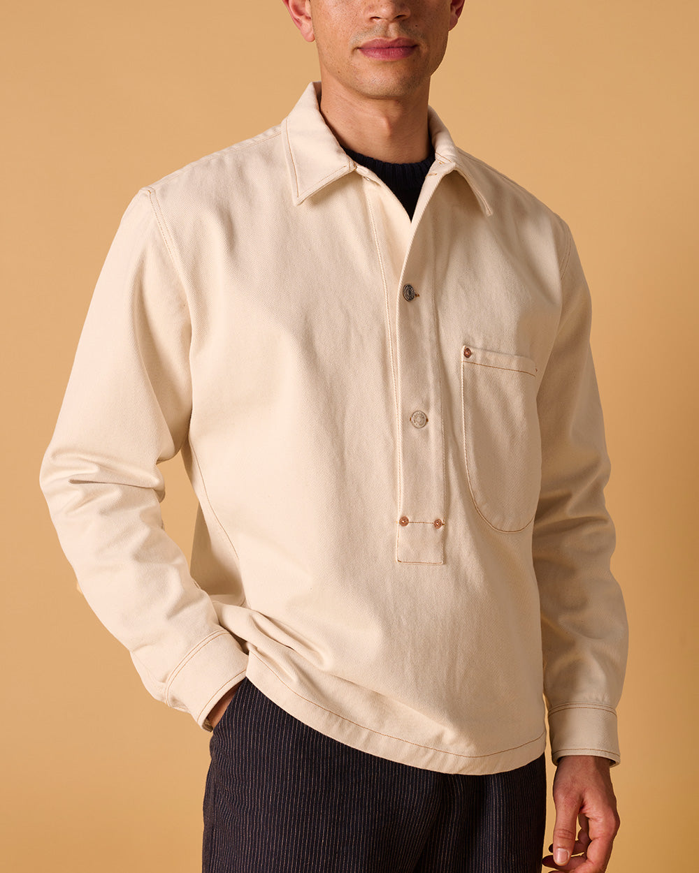 Organic Denim Cowboy Smock Ecru