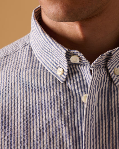 Organic Cotton Button Down Shirt Seersucker