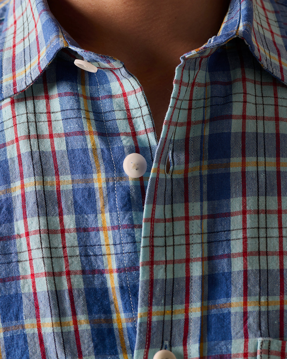 Linen Utility Overshirt Madras Check