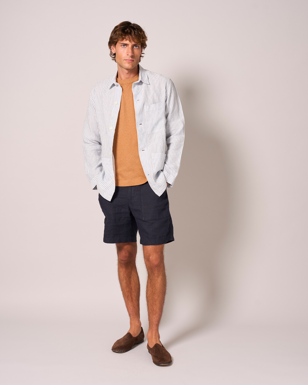 Linen Beach Jacket Ocean Stripe