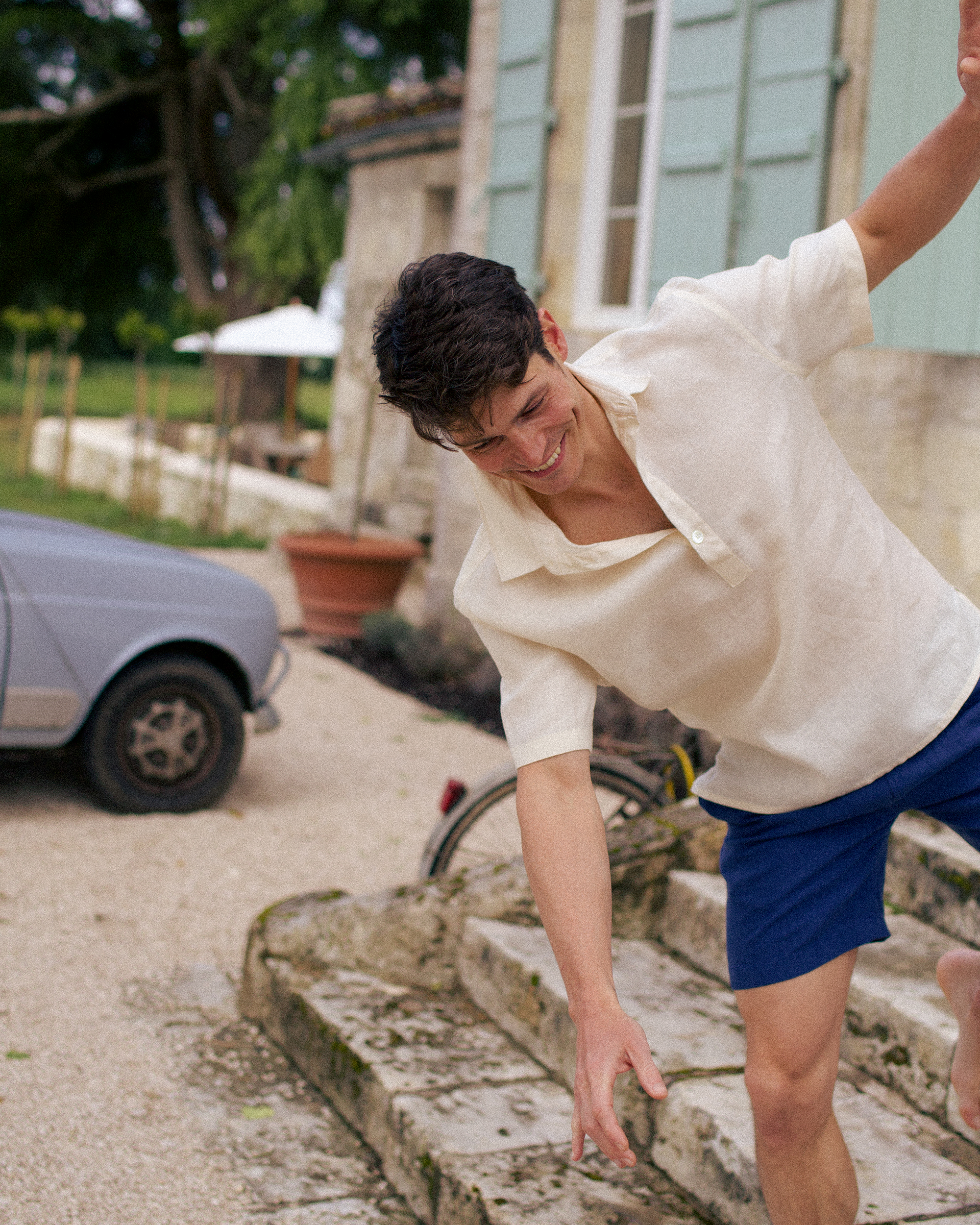 Linen Short Sleeve Smock Oyster