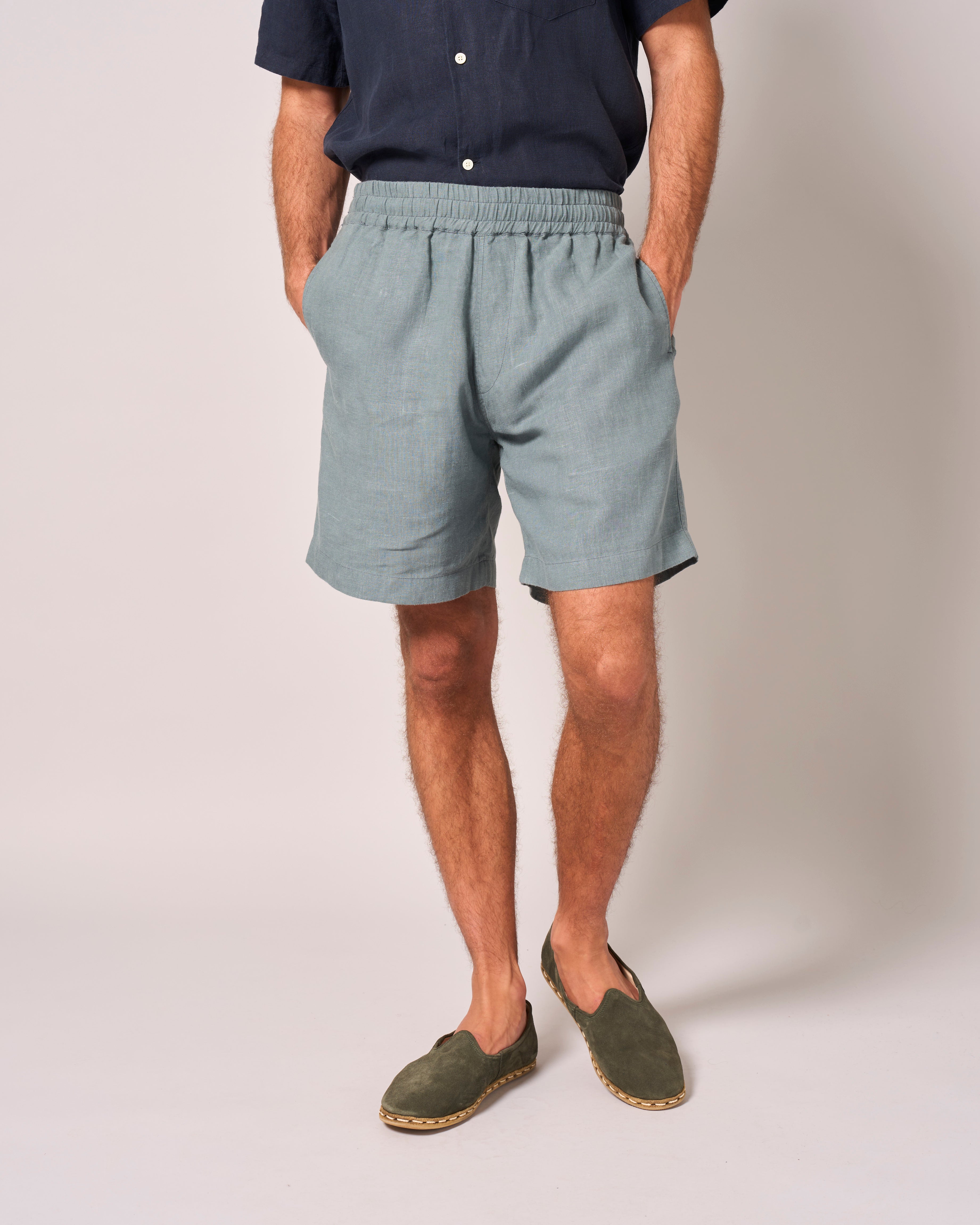 Linen Easy Shorts Soft Jade