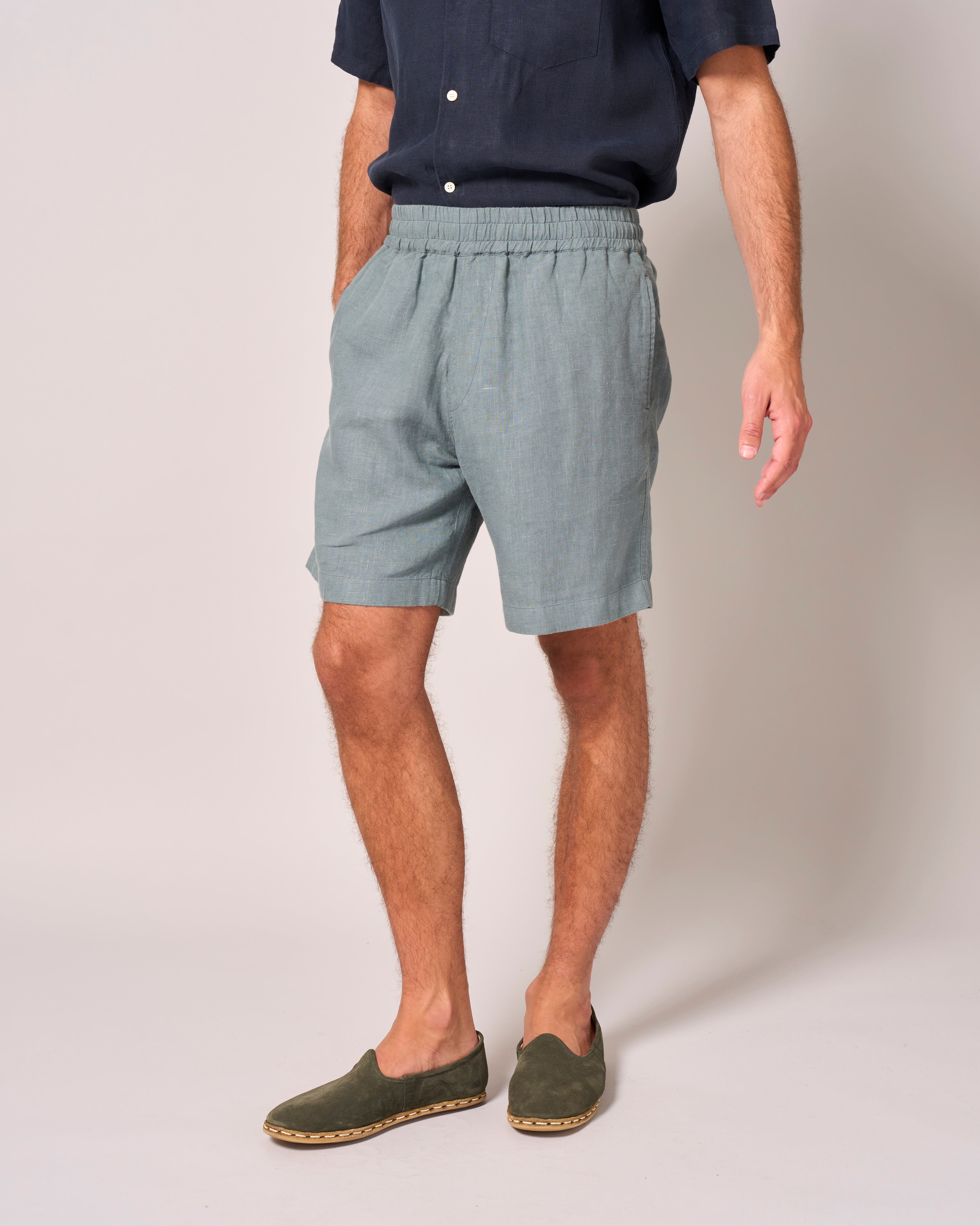 Linen Easy Shorts Soft Jade