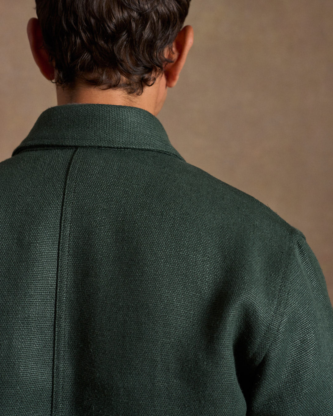 Heavy Linen Railway Jacket Forest Green