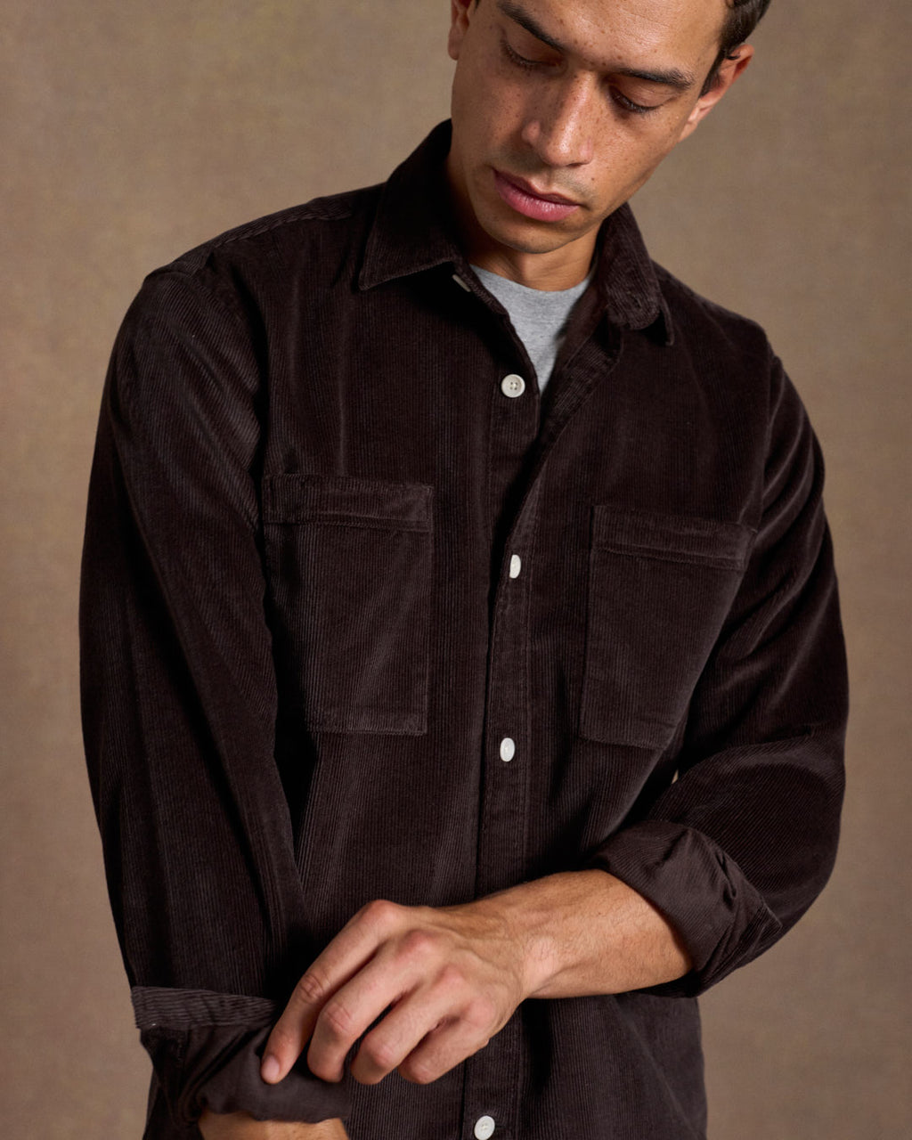 Heavy Corduroy Utility Shirt Dark Brown