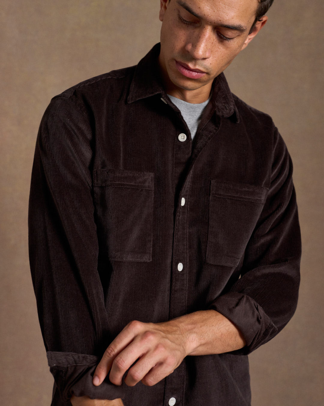 Heavy Corduroy Utility Shirt Dark Brown