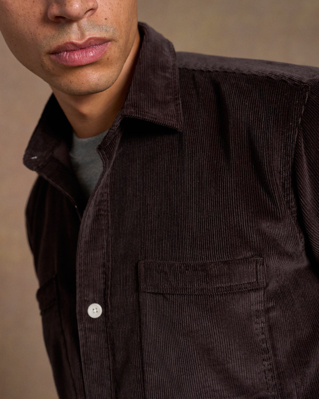 Heavy Corduroy Utility Shirt Dark Brown