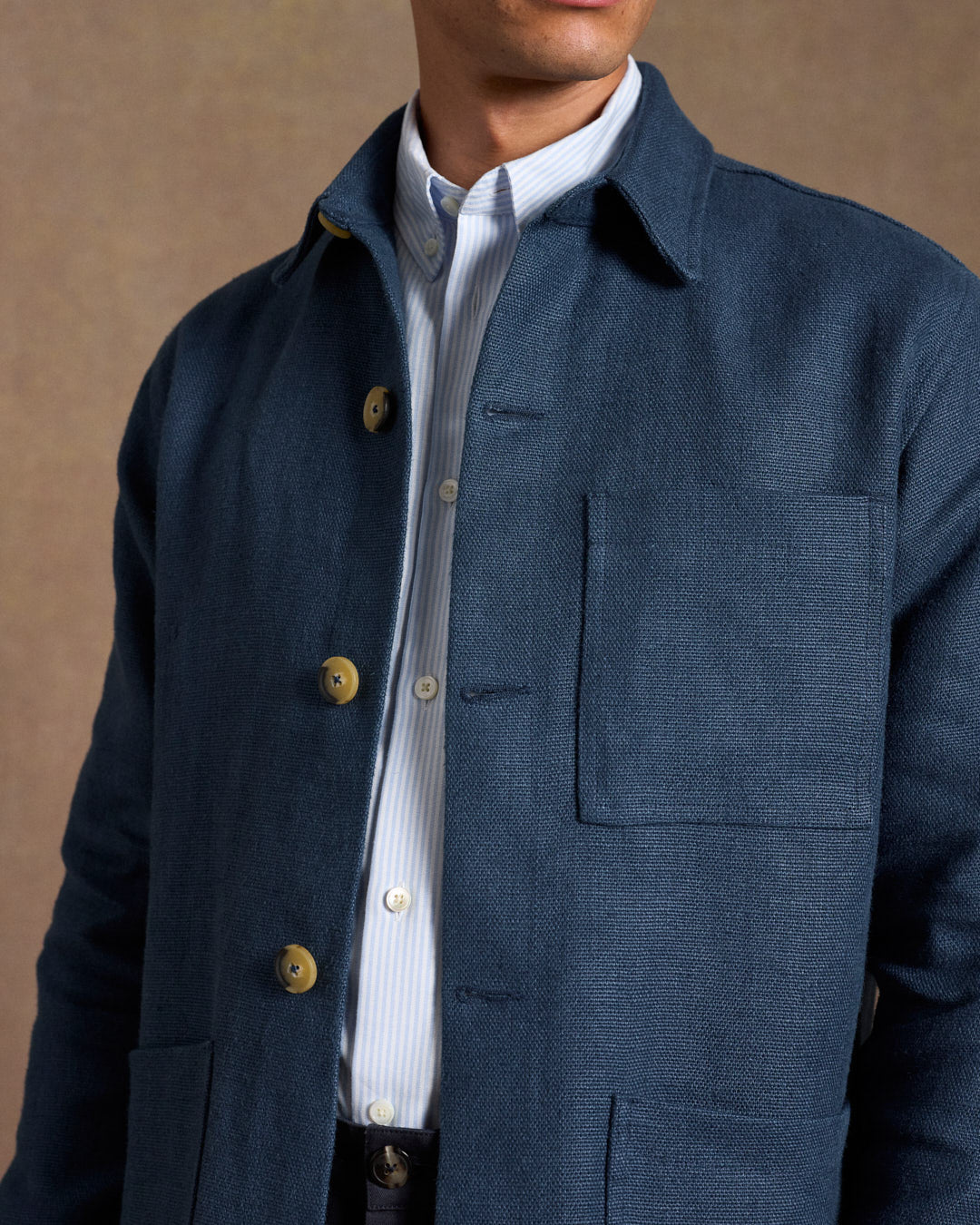 Heavy Linen Railway Jacket French Blue