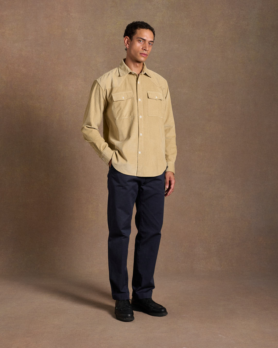 Heavy Corduroy Western Shirt Stone