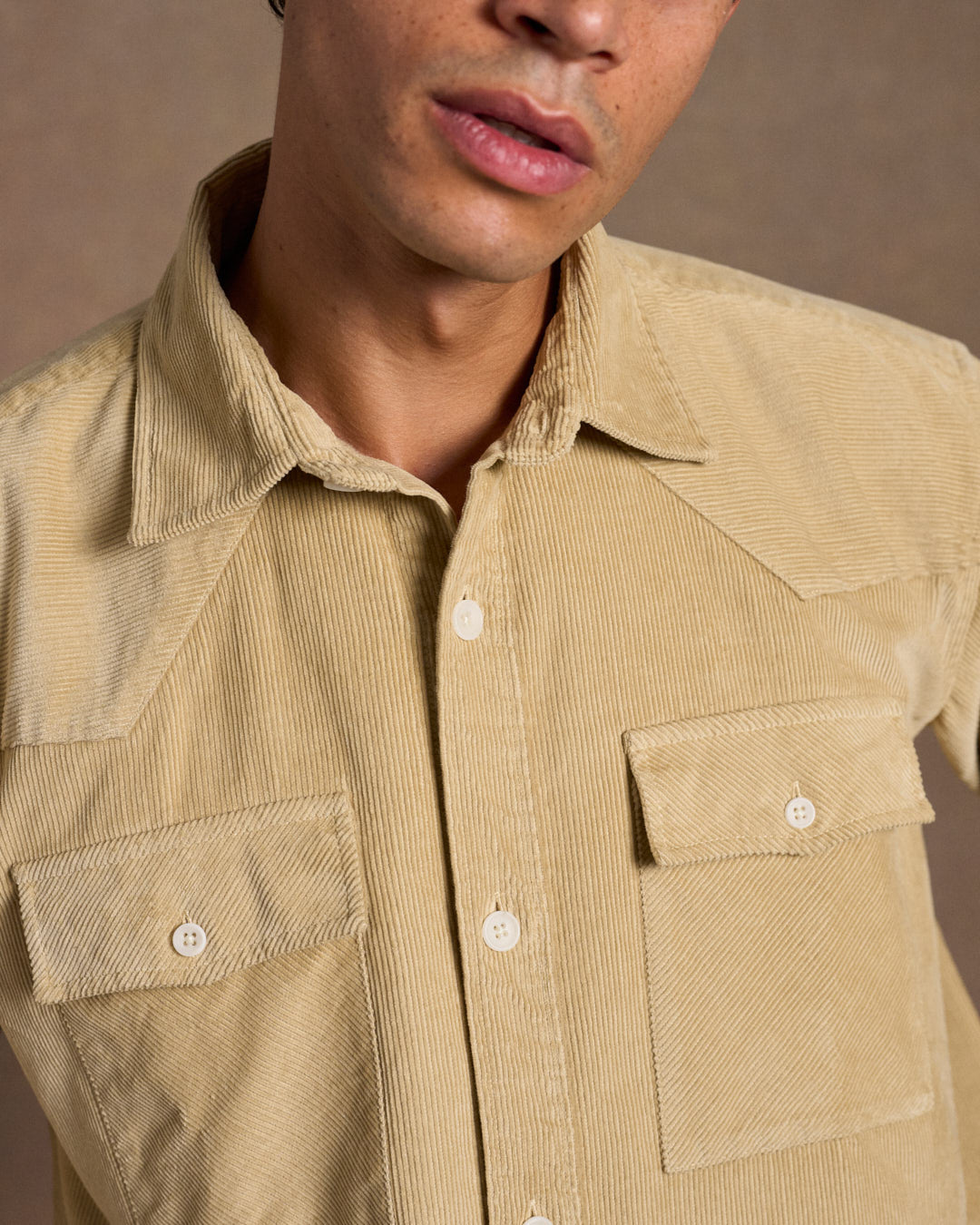 Heavy Corduroy Western Shirt Stone