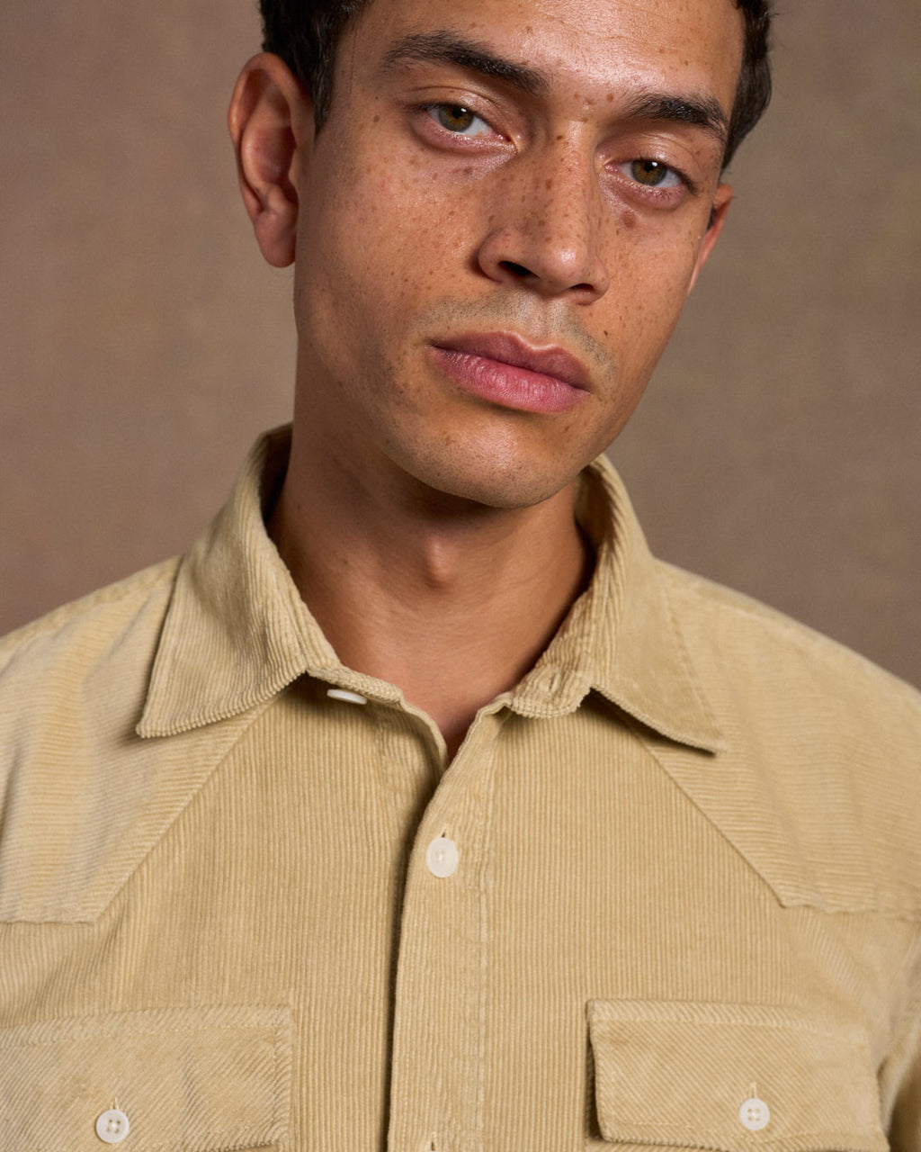 Heavy Corduroy Western Shirt Stone