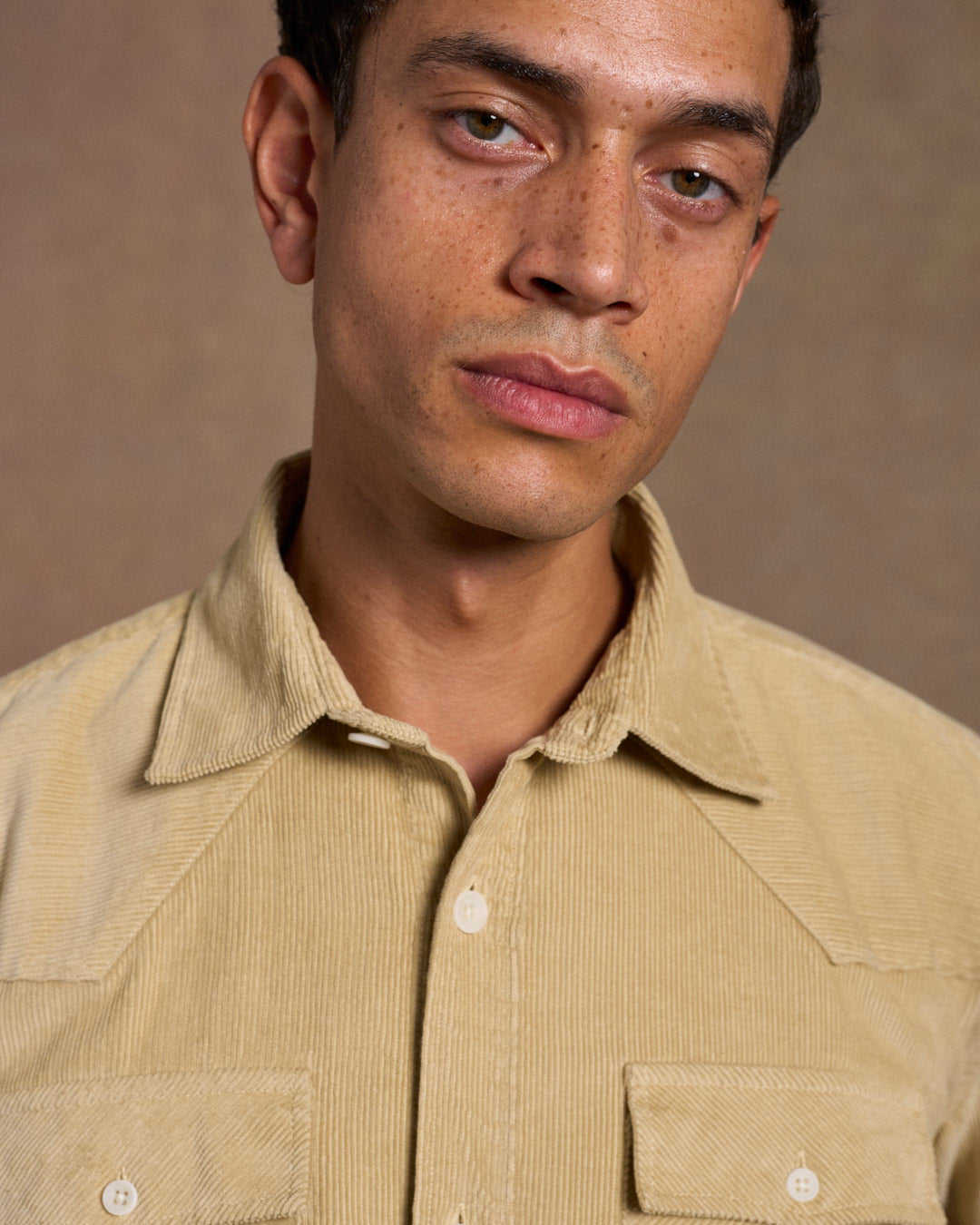 Heavy Corduroy Western Shirt Stone