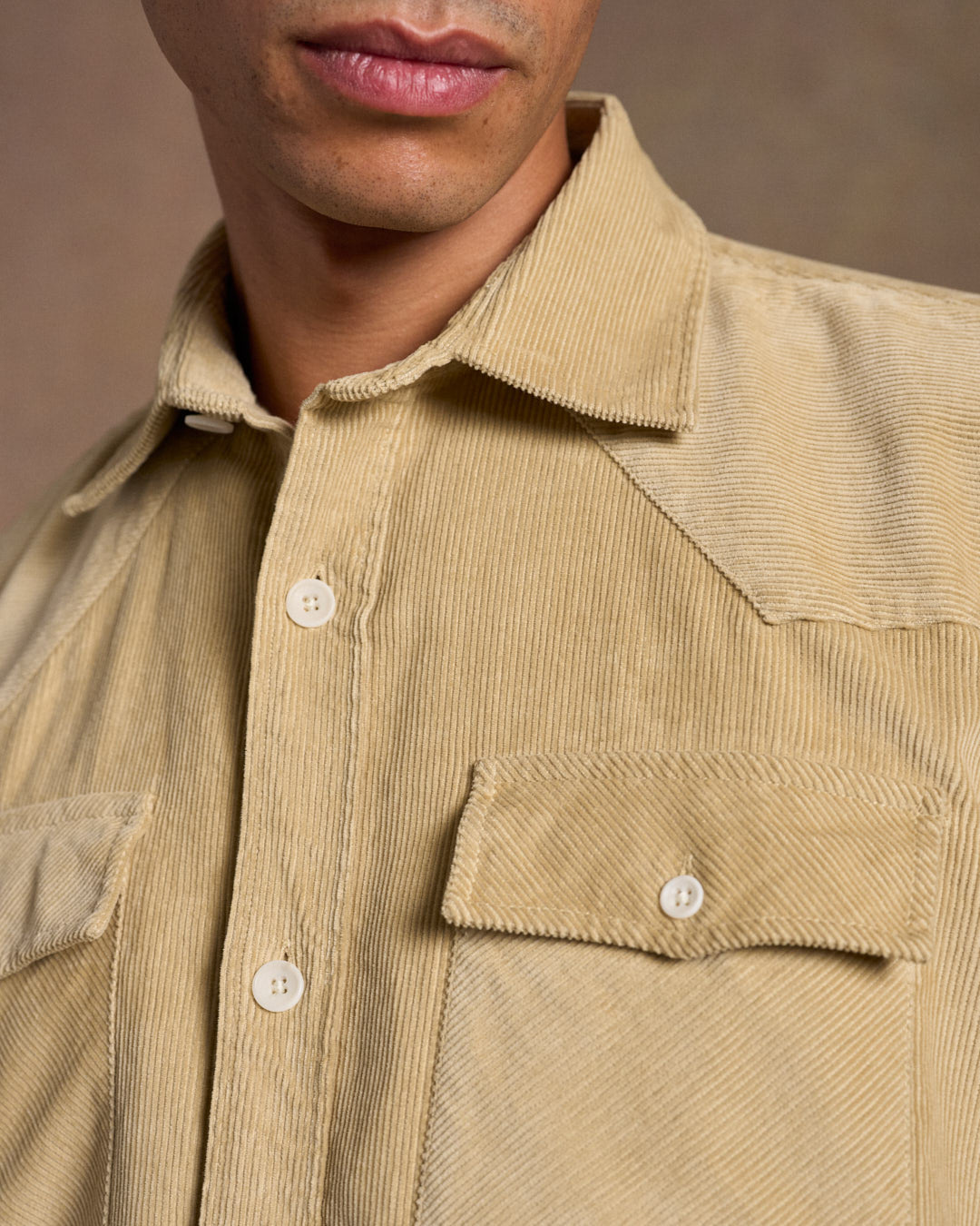 Heavy Corduroy Western Shirt Stone