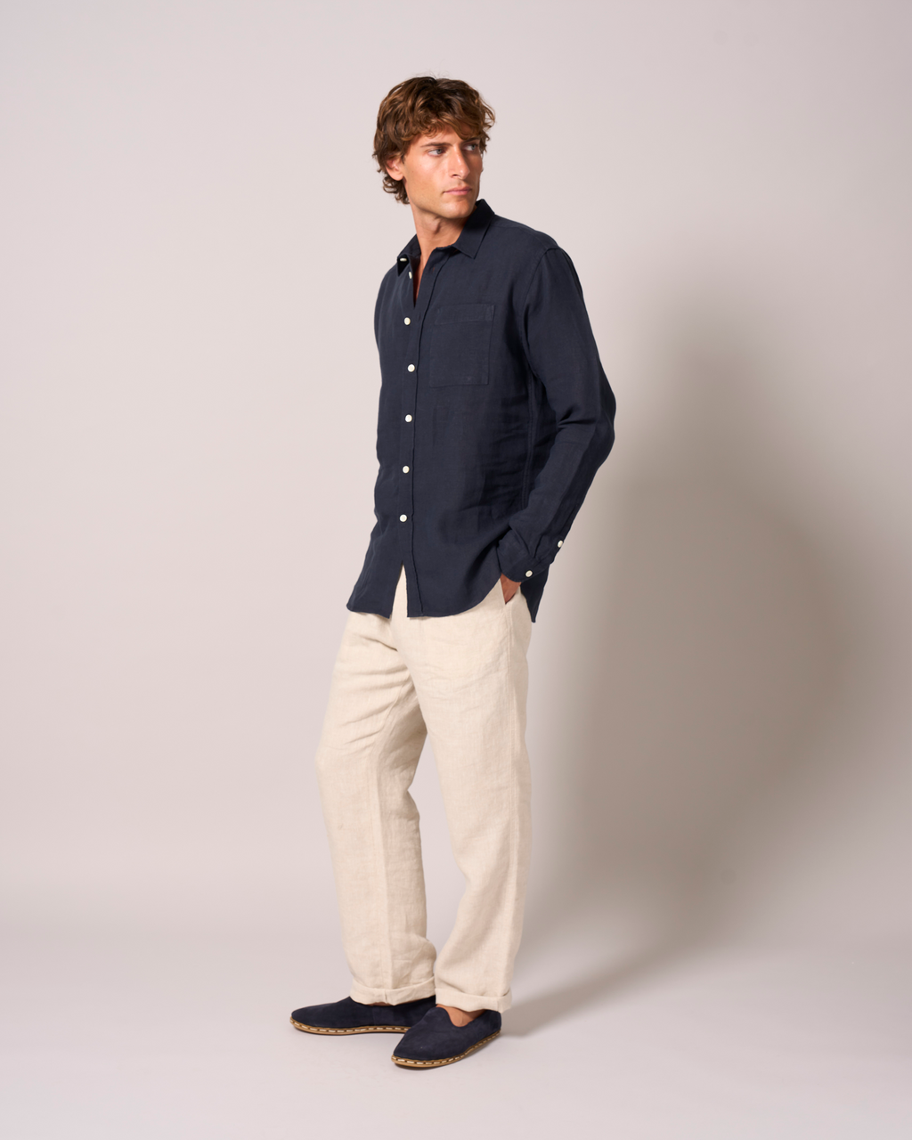 Linen Signature Shirt Soft Navy
