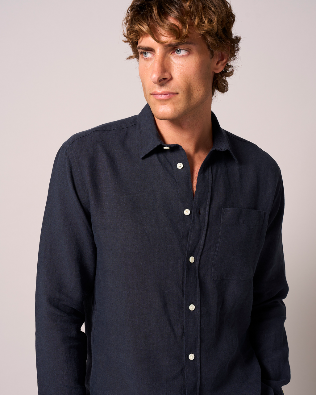Linen Signature Shirt Soft Navy