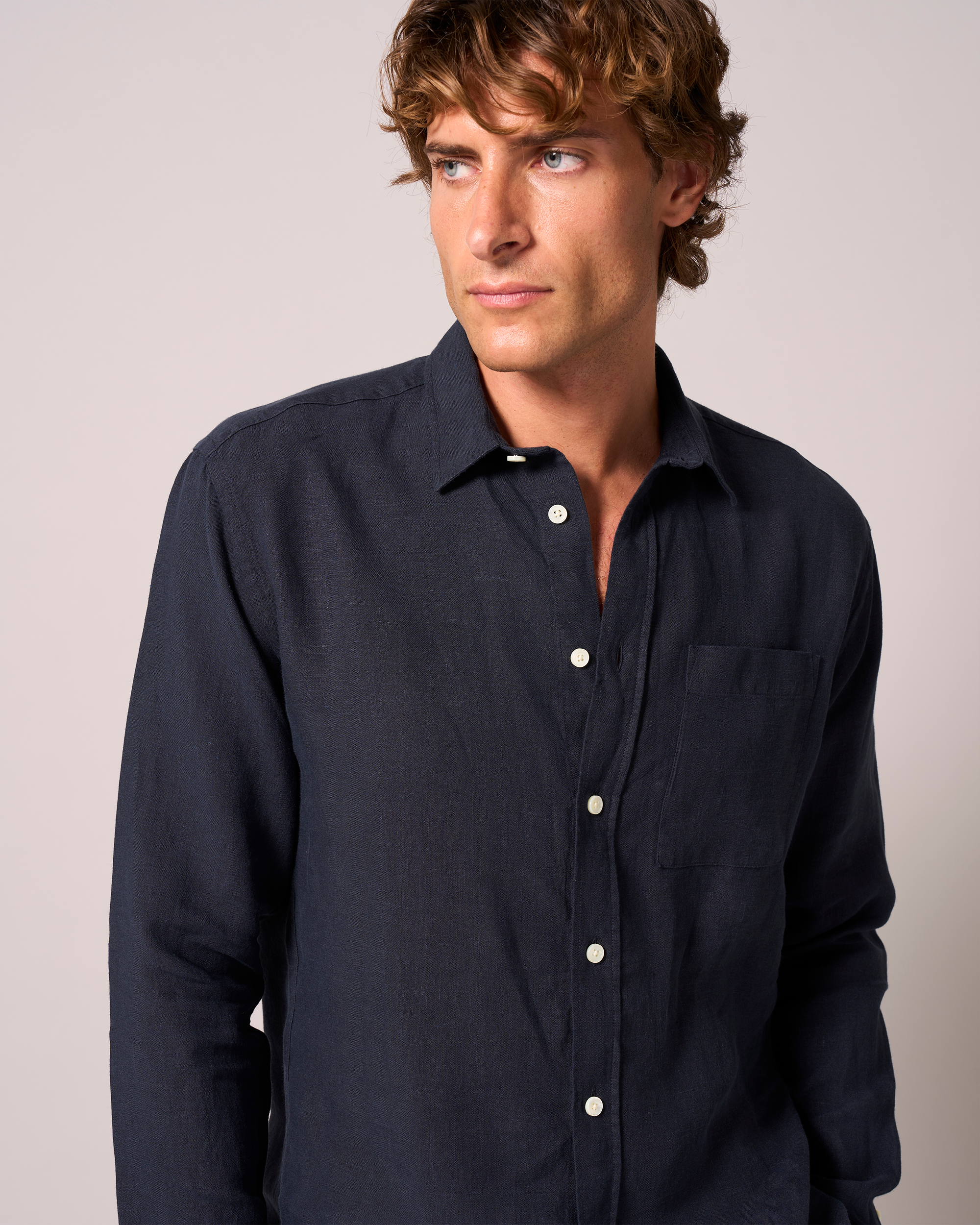 Linen Signature Shirt Soft Navy