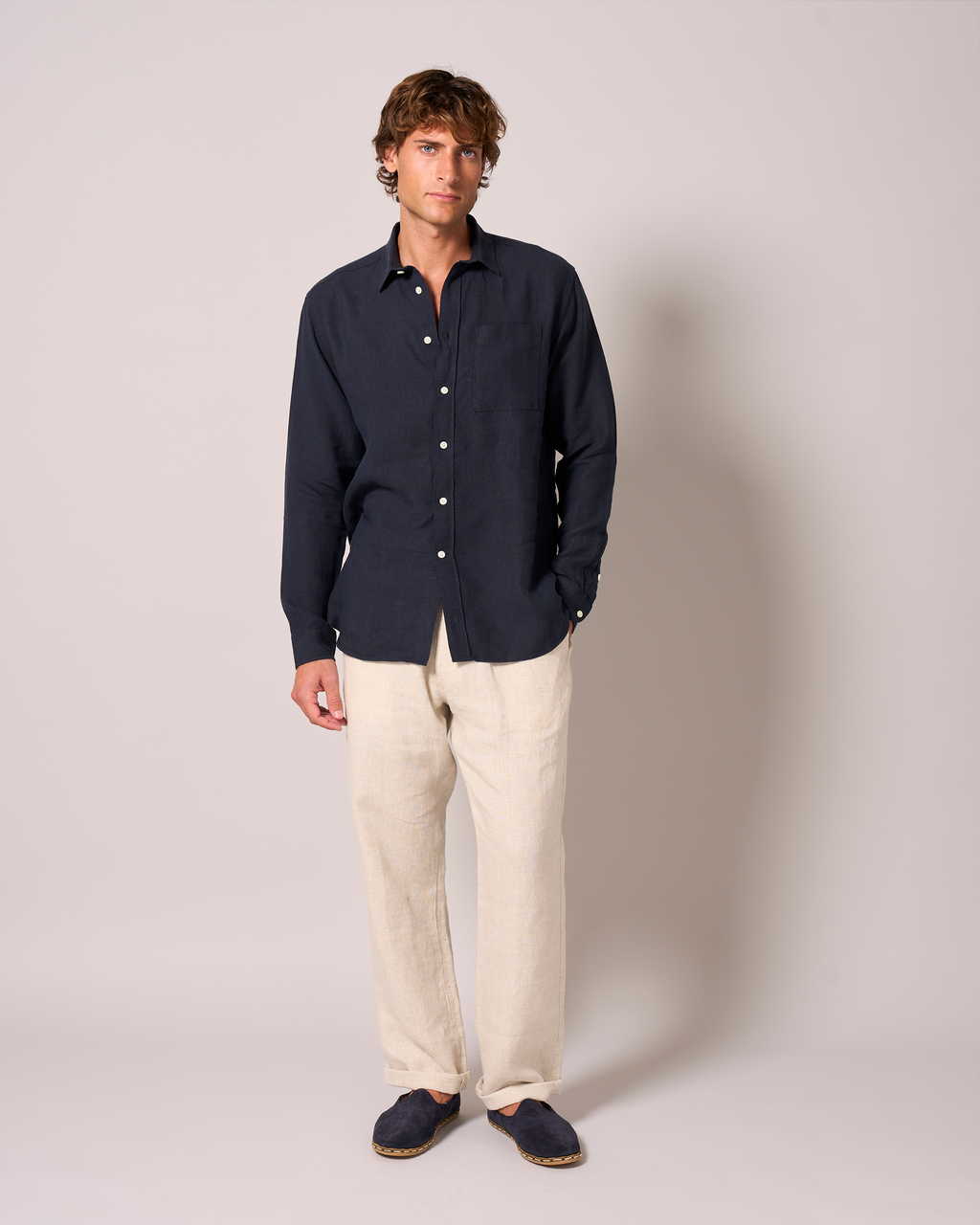 Linen Signature Shirt Soft Navy