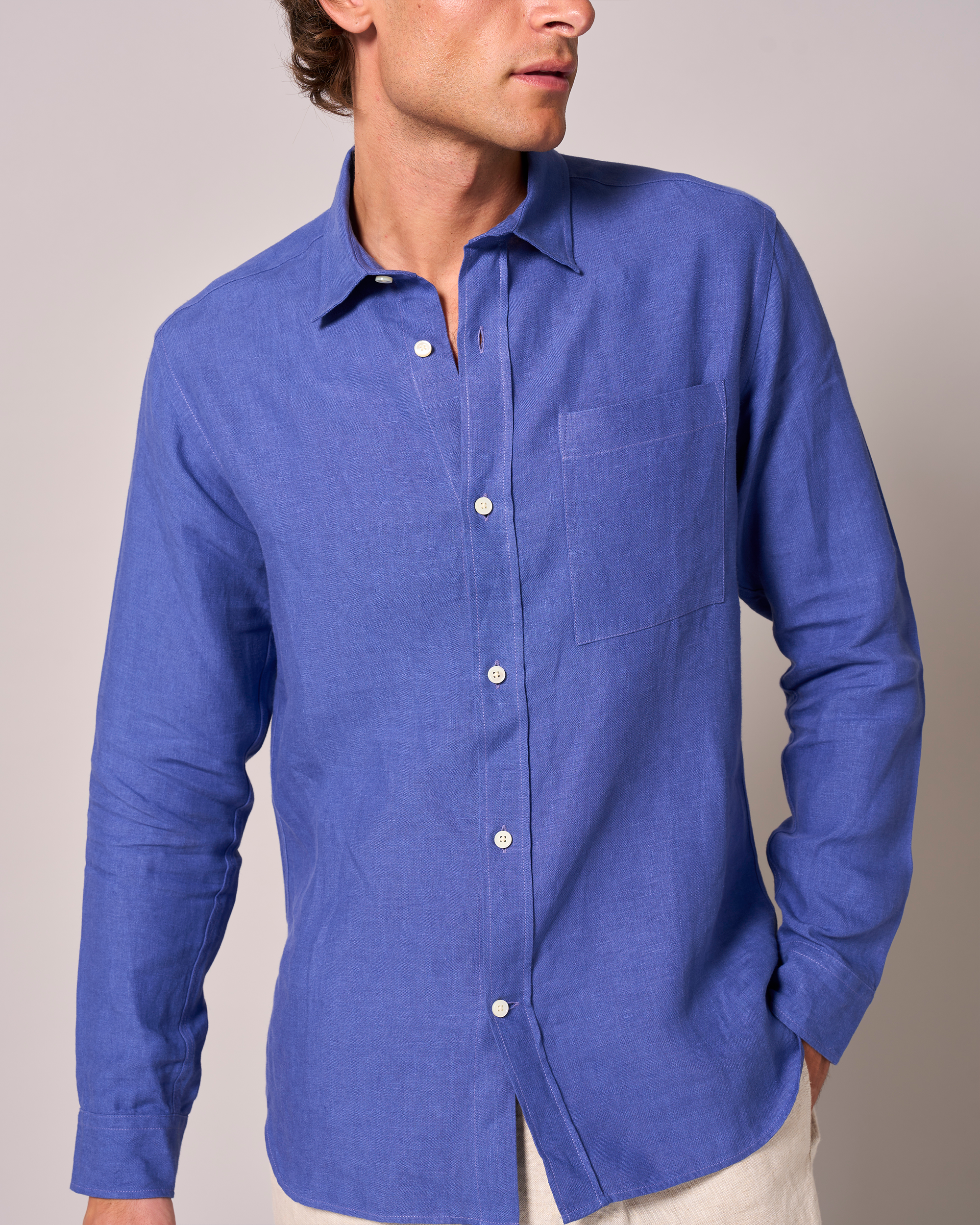 Linen Signature Shirt Klein Blue