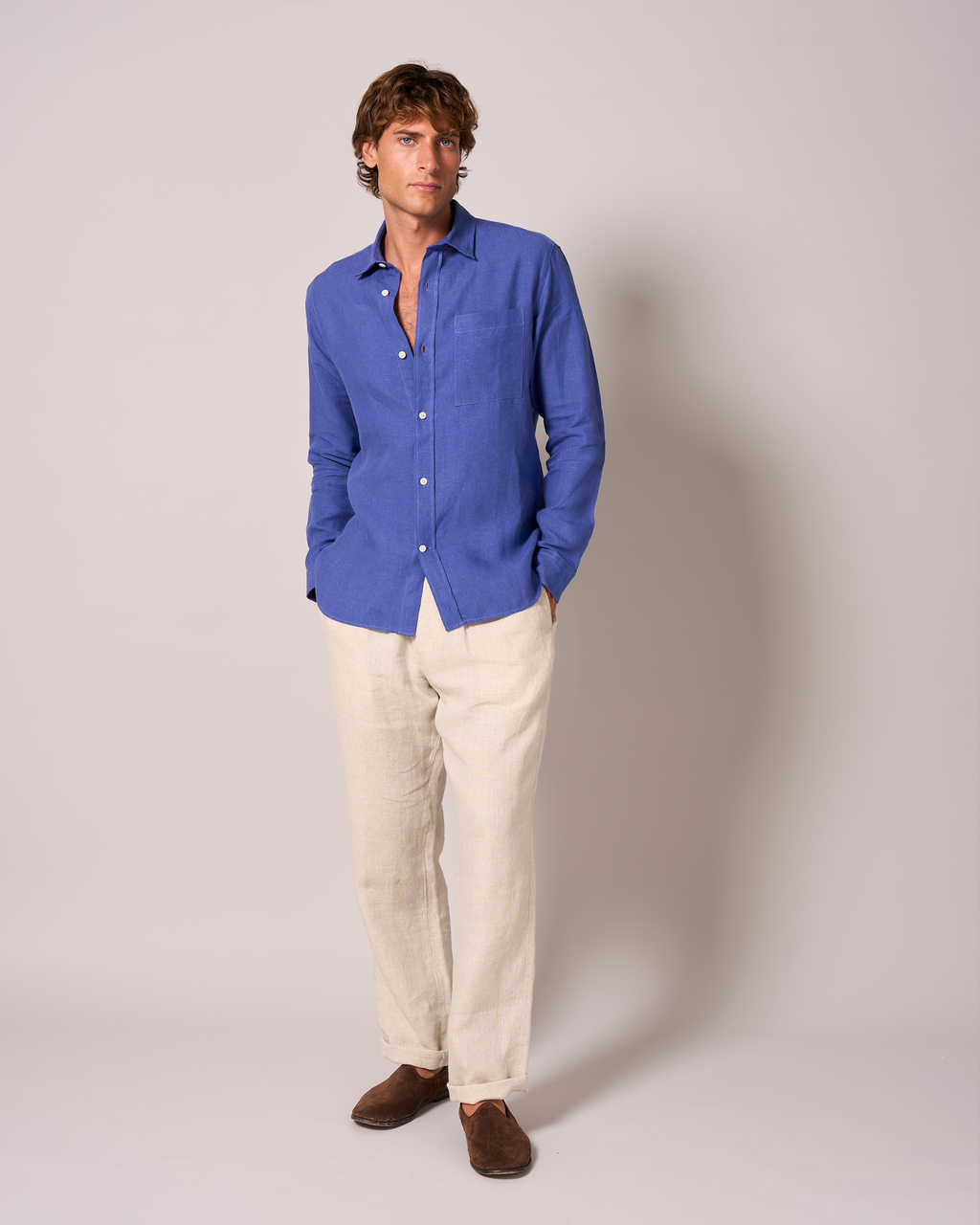 Linen Signature Shirt Klein Blue