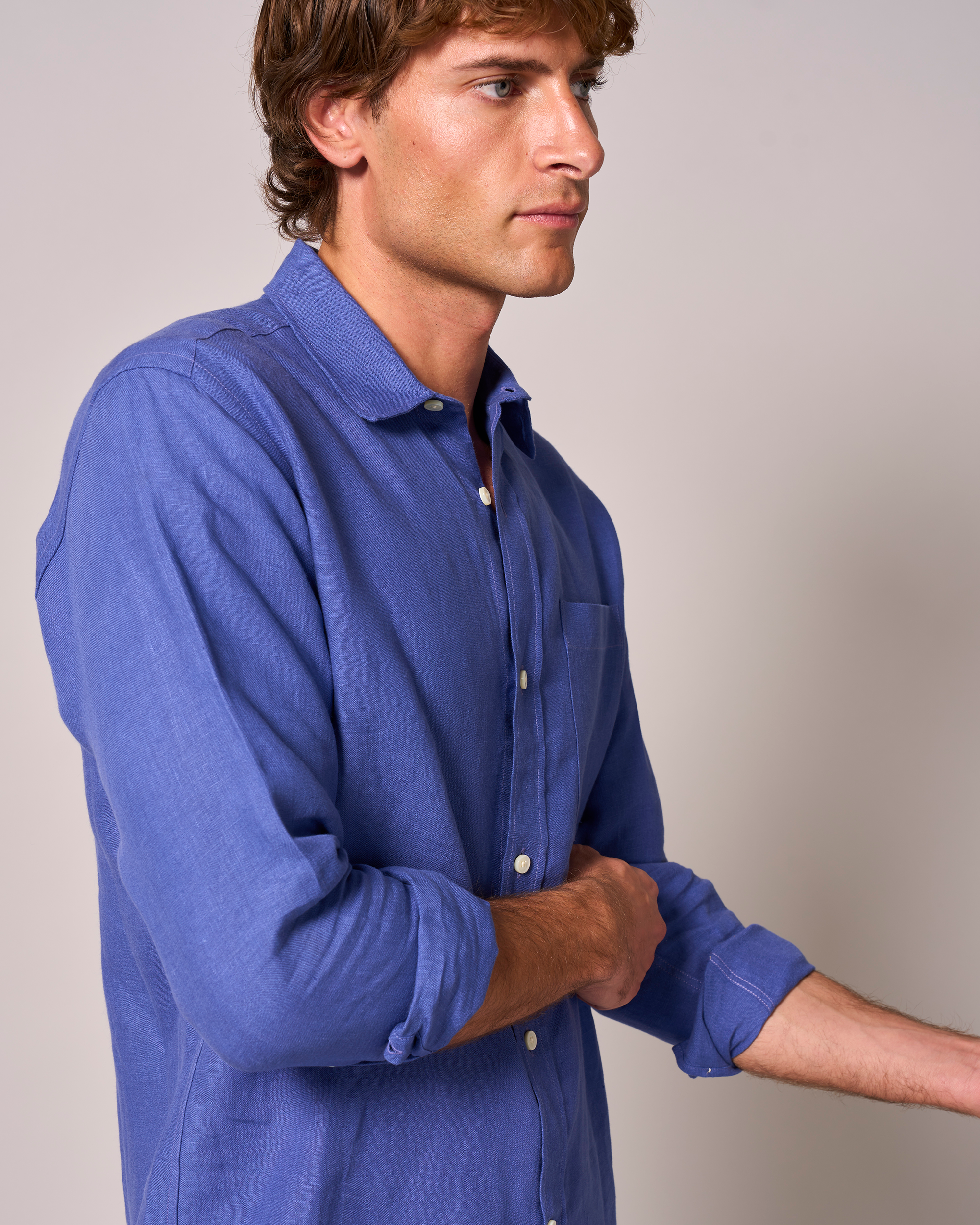 Linen Signature Shirt Klein Blue