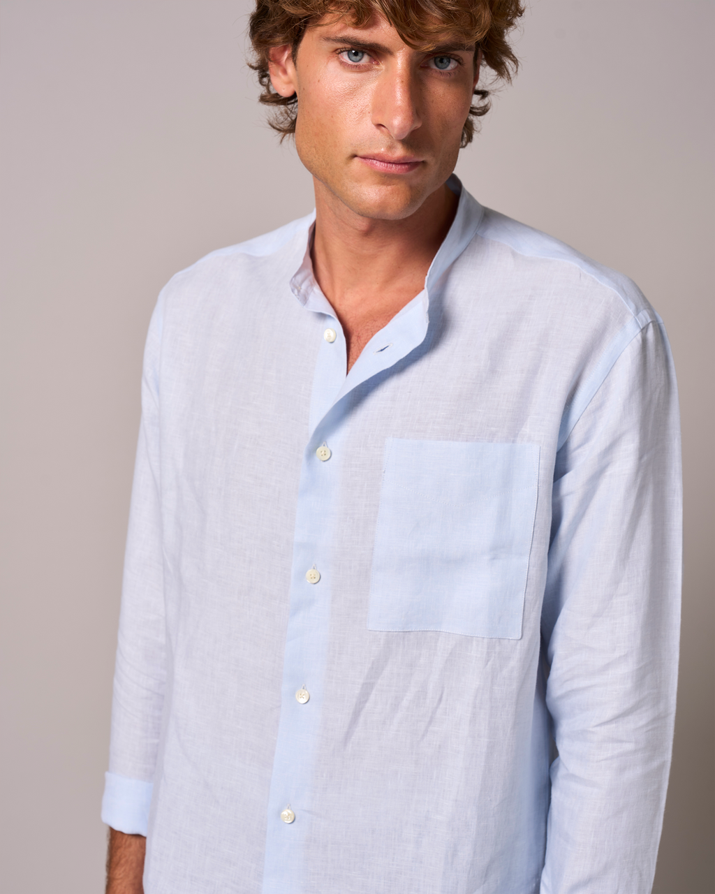 Linen Grandpa Shirt Sky