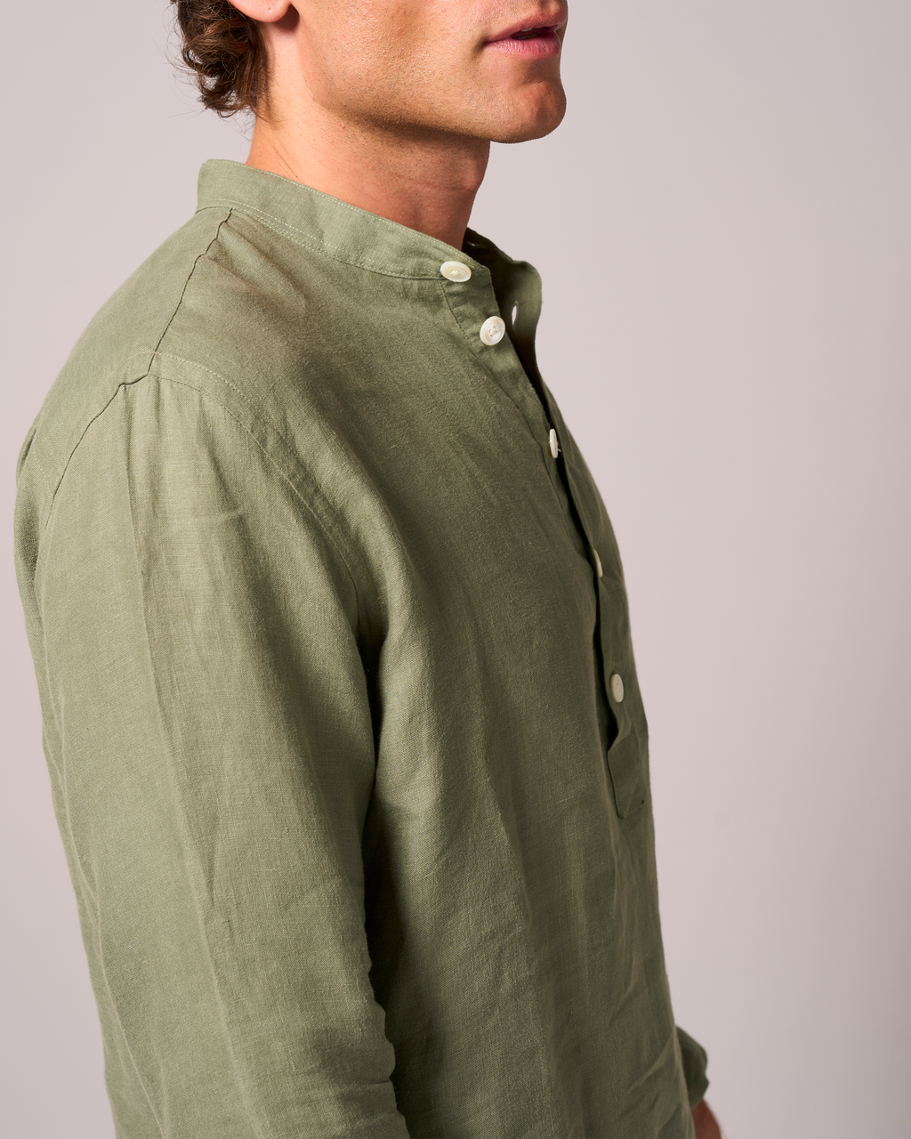 Linen Collarless Smock Laurel