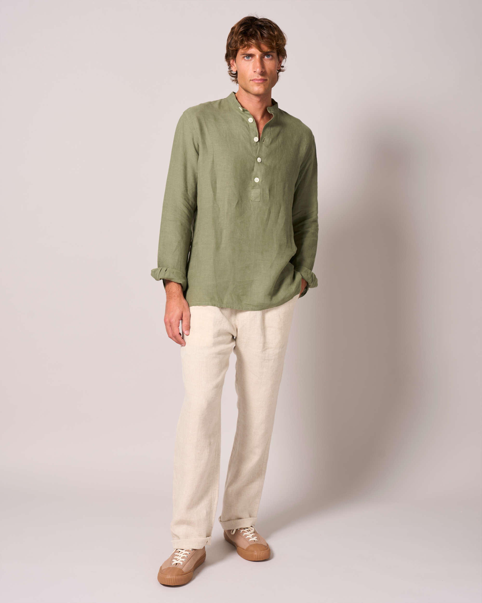 Linen Collarless Smock Laurel