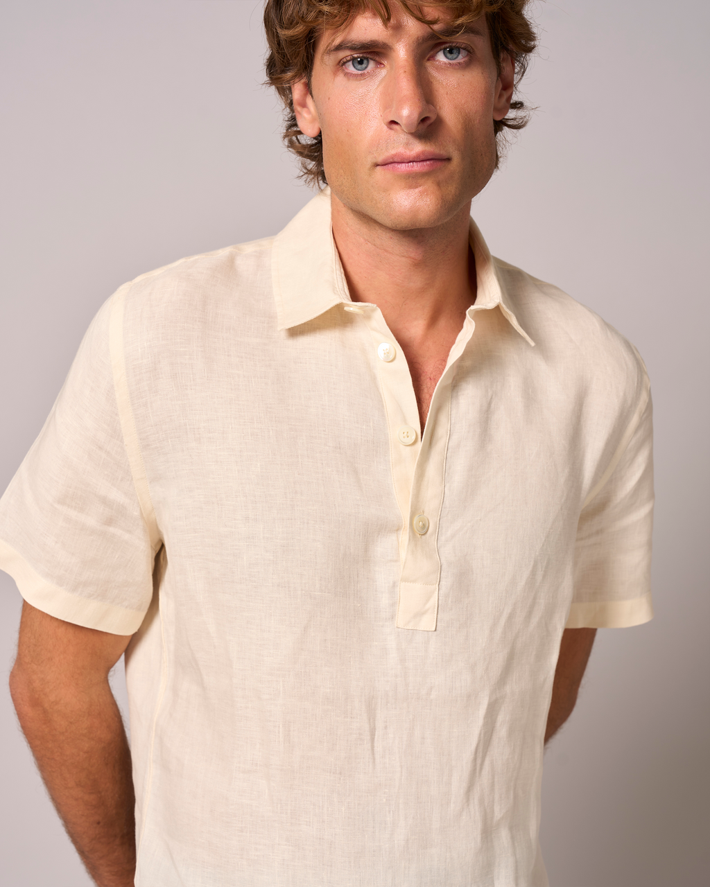 Linen Short Sleeve Smock Oyster
