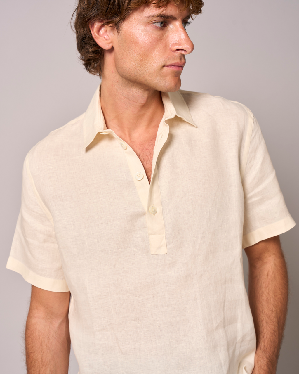 Linen Short Sleeve Smock Oyster