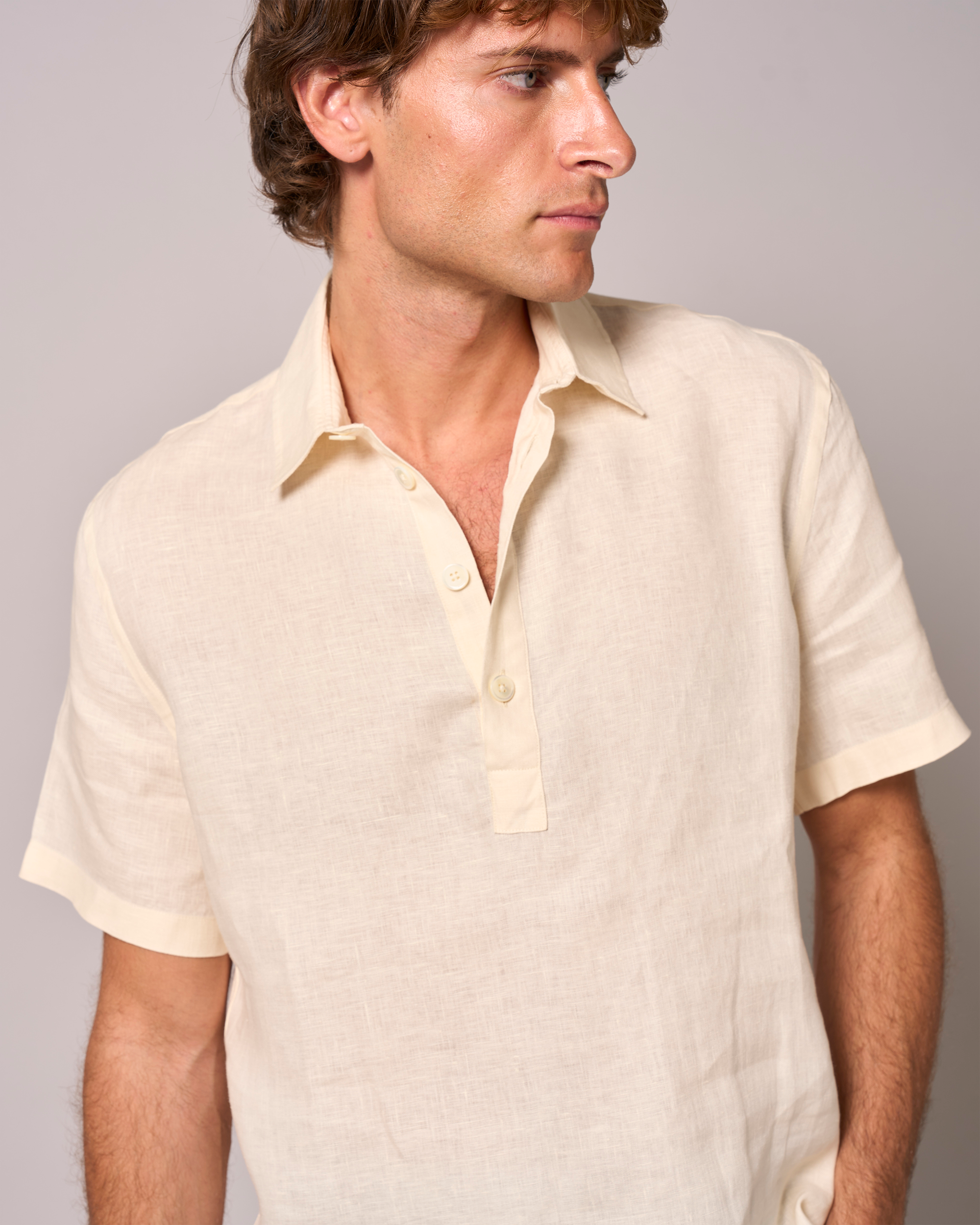 Linen Short Sleeve Smock Oyster