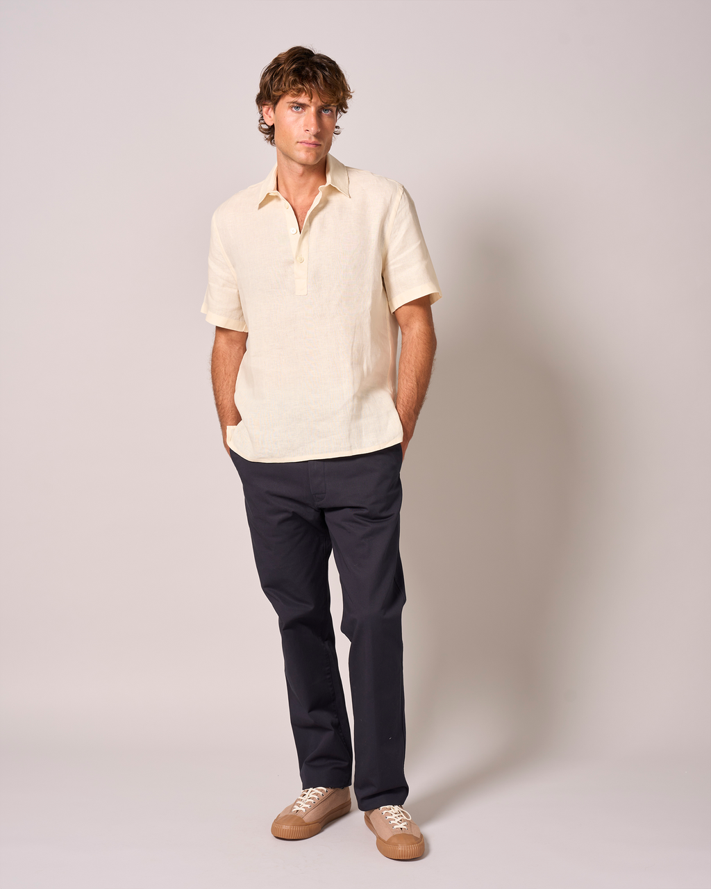 Linen Short Sleeve Smock Oyster
