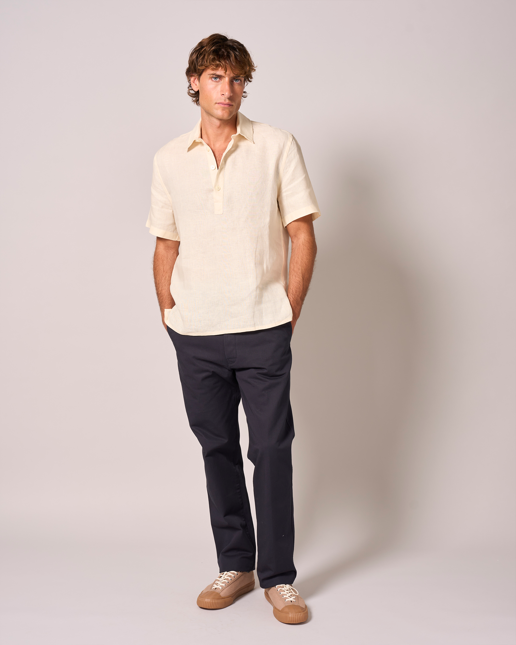 Linen Short Sleeve Smock Oyster