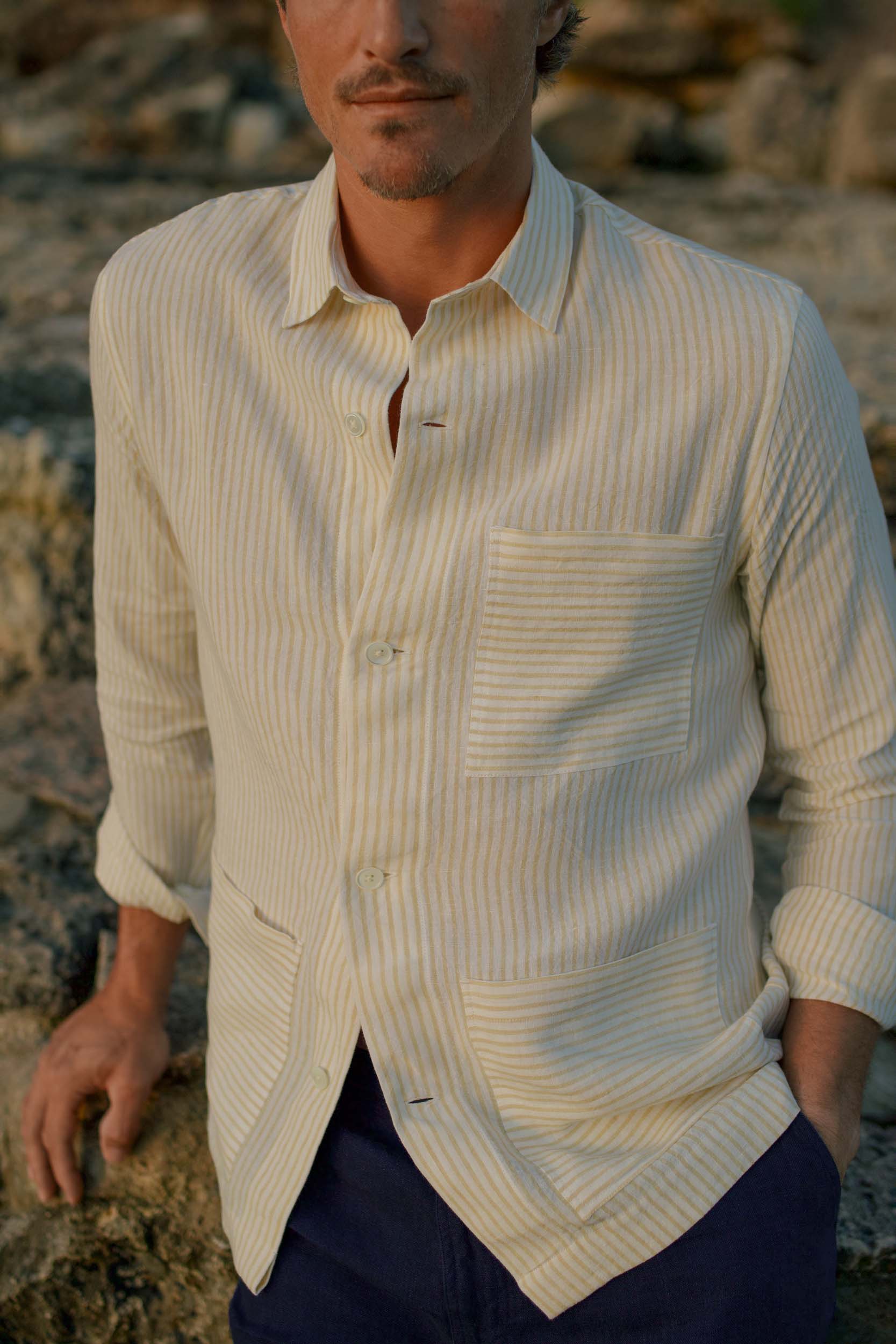 Linen Beach Jacket Umbrella Stripe
