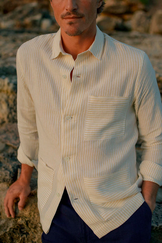 Linen Beach Jacket Umbrella Stripe
