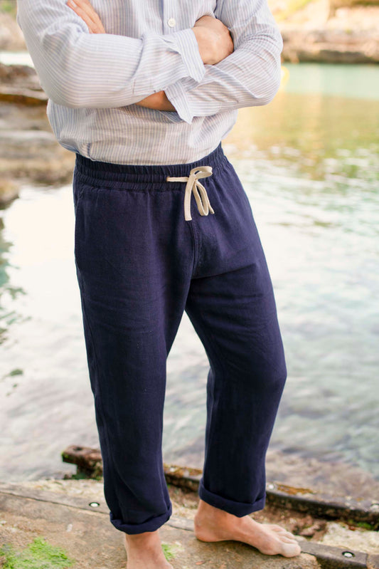 Easy Trousers Navy Yarn-Dye