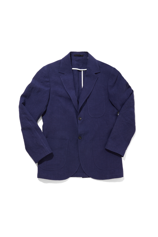 Laundered Linen Suit Jacket Indigo Navy