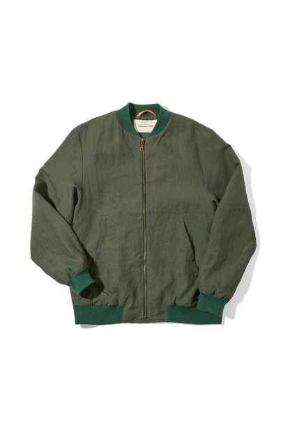 Linen Bomber Jacket Jade