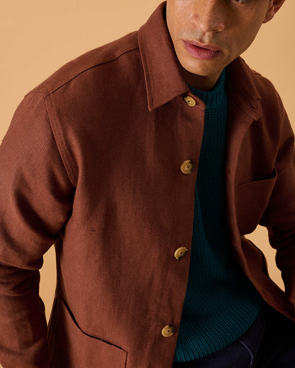 Midweight Linen Railway Jacket Cinnamon