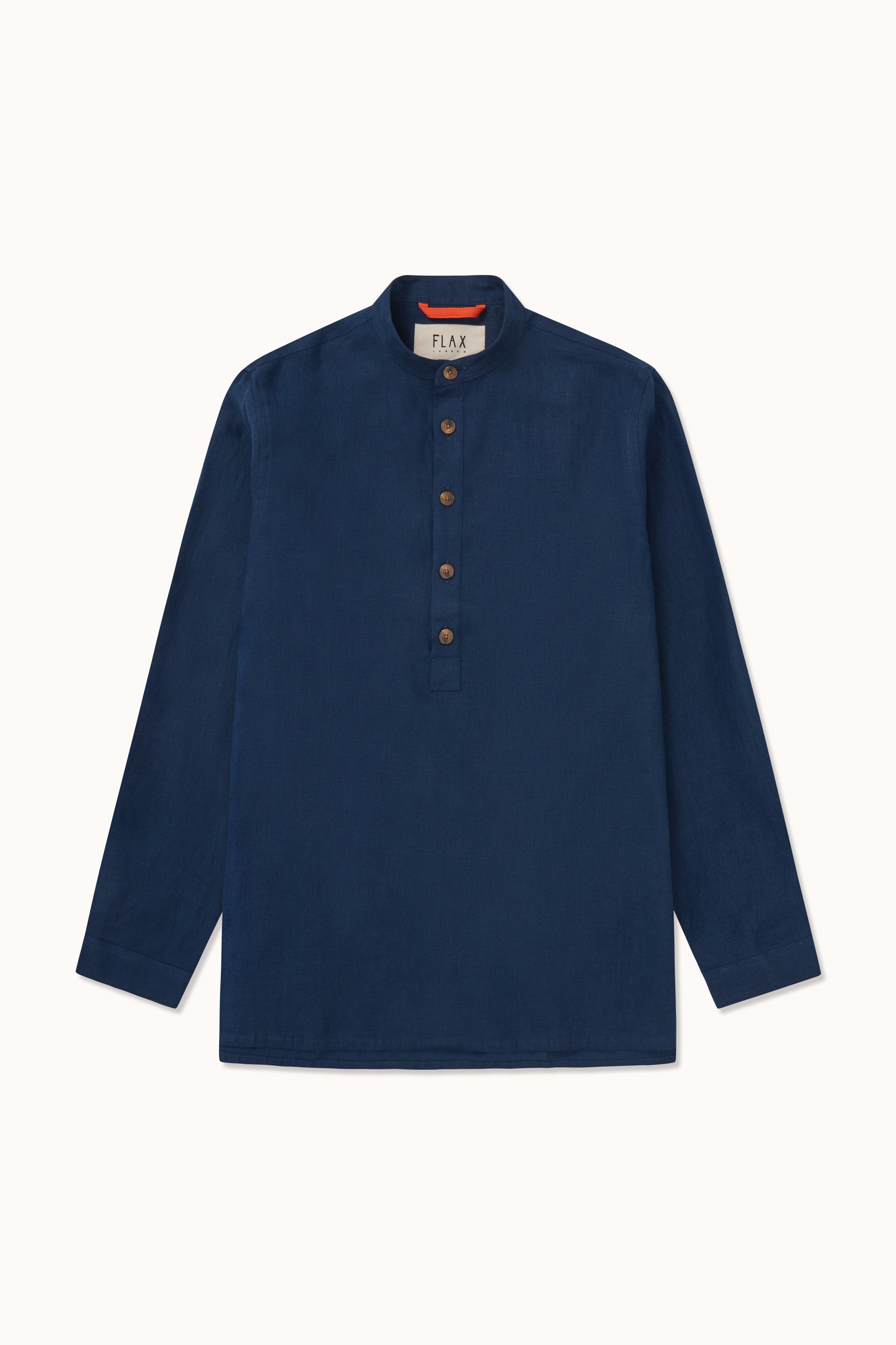 Heavy Linen Collarless Smock Navy – Original Fibres