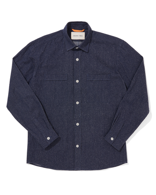 Cotton/Silk Utility Overshirt Noil Denim