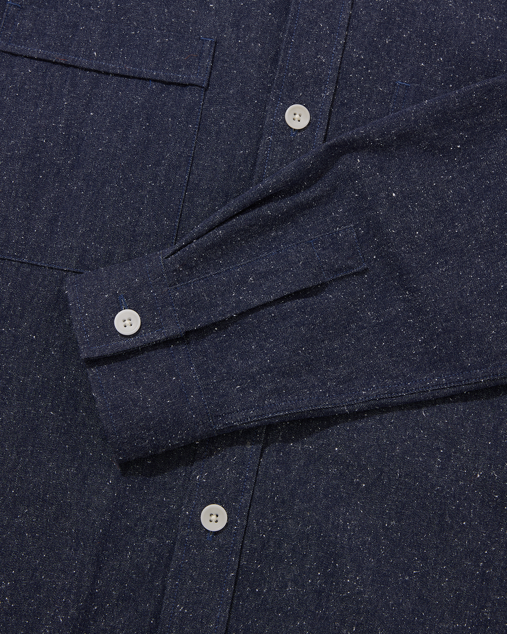 Cotton/Silk Utility Overshirt Noil Denim