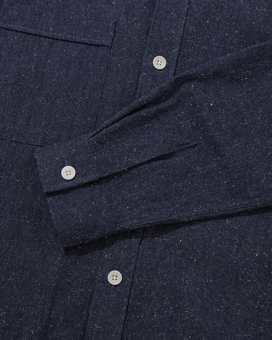 Cotton/Silk Utility Overshirt Noil Denim