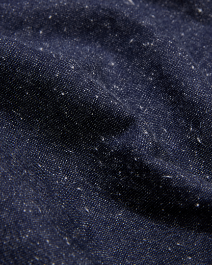 Cotton/Silk Long Sleeve Utility Overshirt Noil Denim